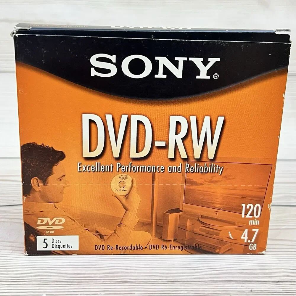 Sony DVD-RW Blank Discs 4.7GB 120 Min Re-Recordable 10 Sealed Discs (Lot of 2)